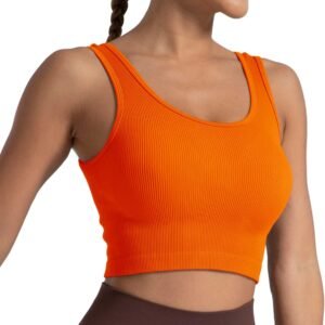 Women's Ribbed Crop Tank Yoga Cropped Top for Workout