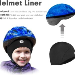 Kids Thermal Helmet Liner Skull caps Lightweight Youth Sports Running Beanie Cov...