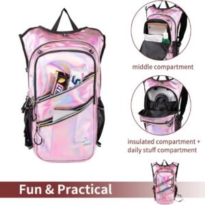 Hydration Backpack Pack with Cool Lights, 2L Water Bladder, Lightweight Bag for ...
