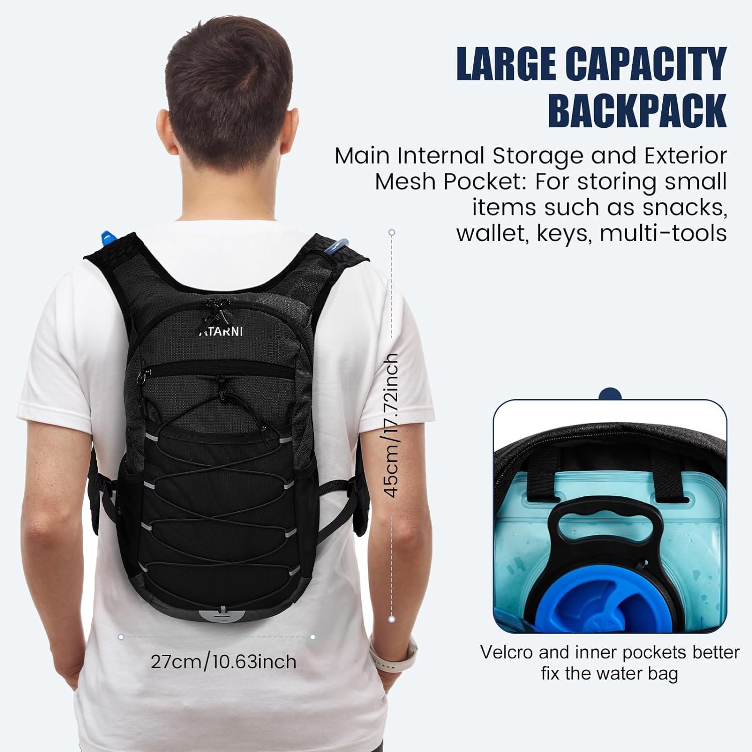 Hiking Hydration Backpack Lightweight Pack - Water Backpack with 2L Hydration Bl...