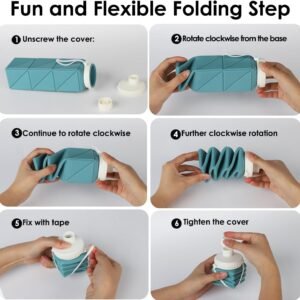 Collapsible Water Bottles,BPA-Free Leak-Proof Silicone Foldable Water Bottle Cup...