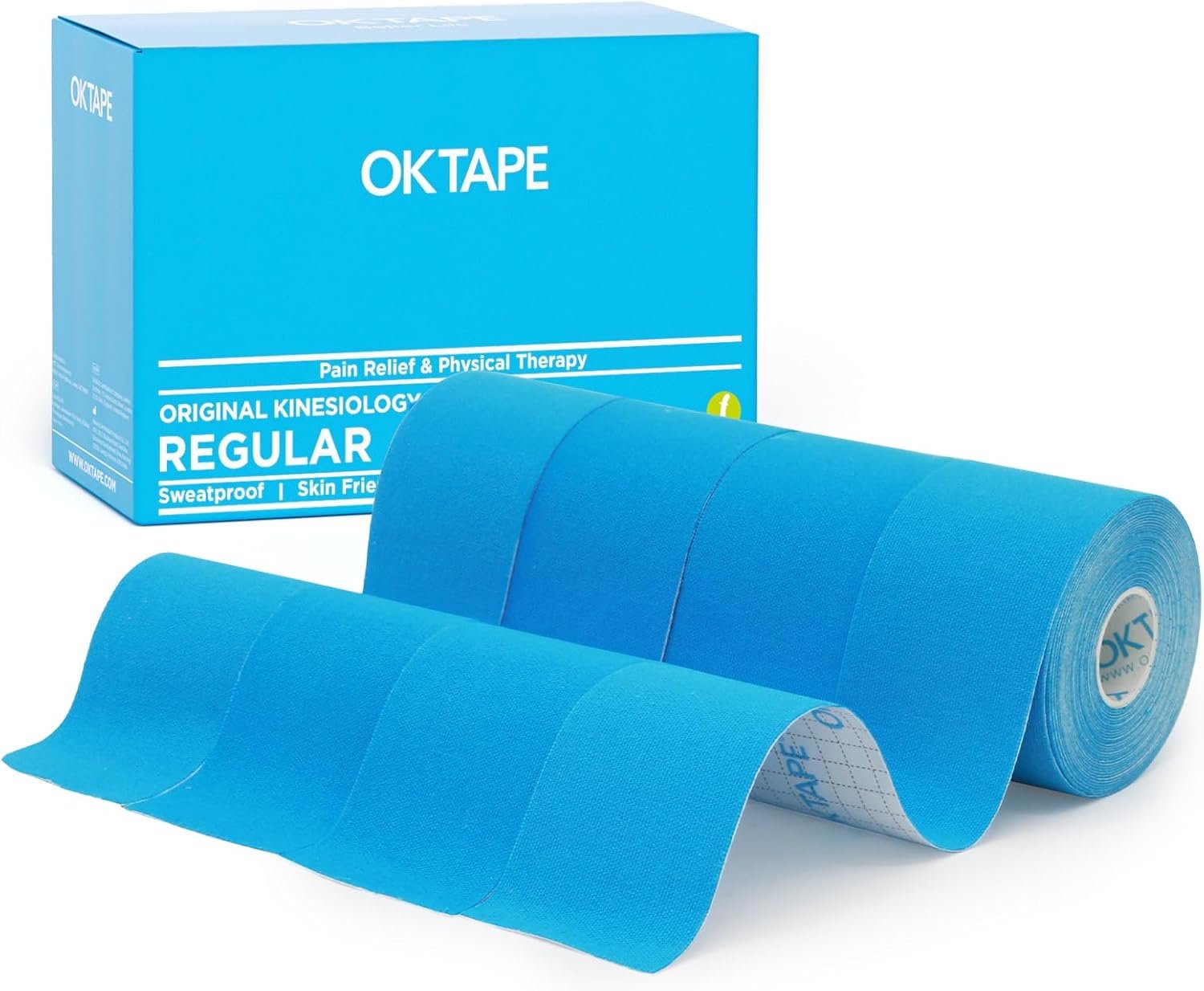 OK TAPE Regular Kinesiology Tape (4 Pack), Original Cotton Athletic Tape for Sup...