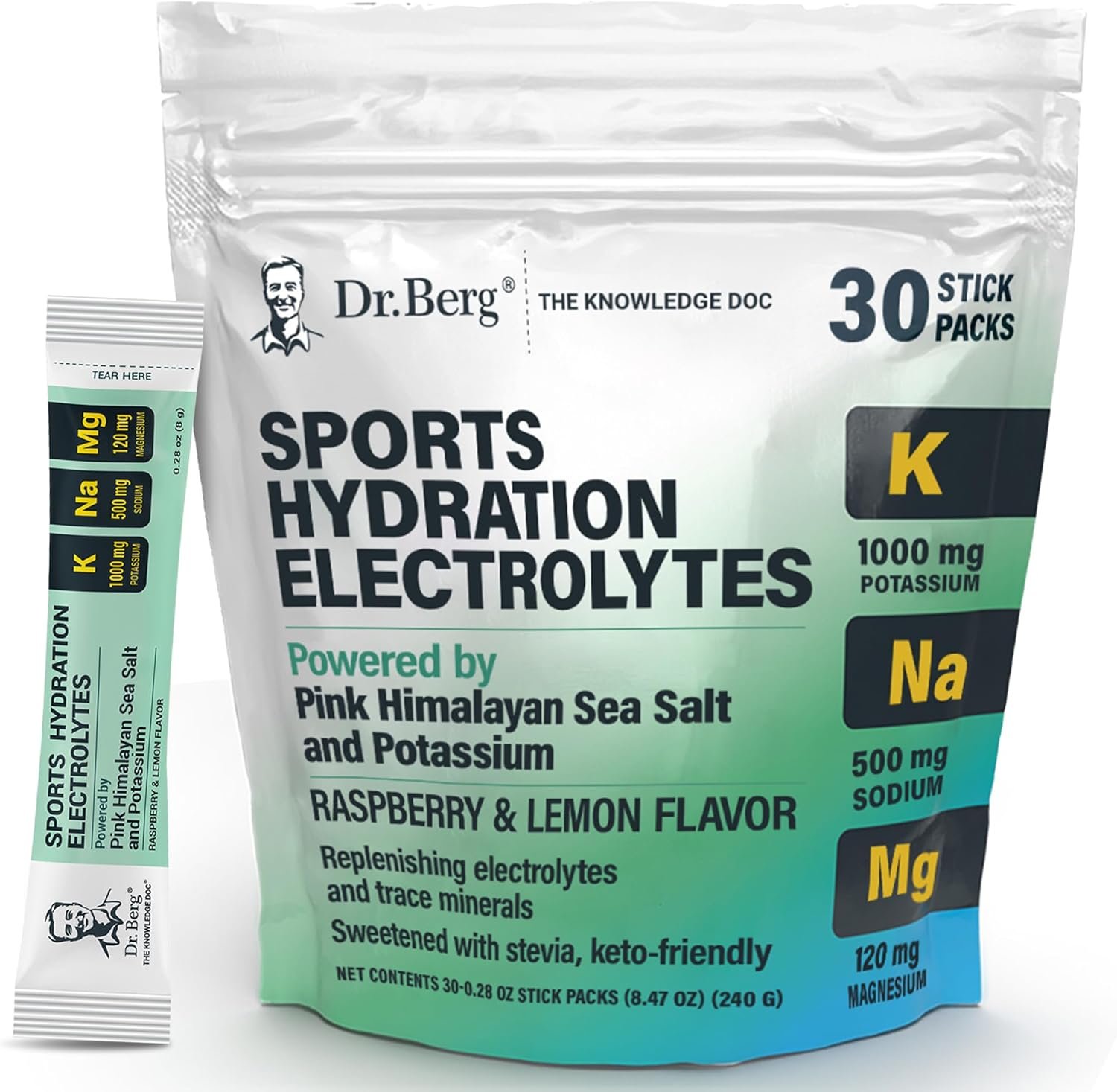 Dr. Berg Sports Hydration Electrolytes Powder w/More Salt (Pink Himalayan) - 30 ...