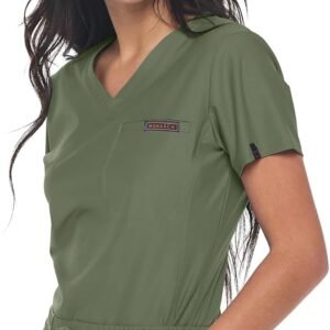 Monarch Uniforms Womens Scrub Top Max Stretch Tuck-in One Pocket Scrub Top for W...
