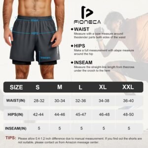 Men's 2 in1 Running Shorts 5''Quick Dry Mens Athletic Shorts Breathable Mesh Gym...