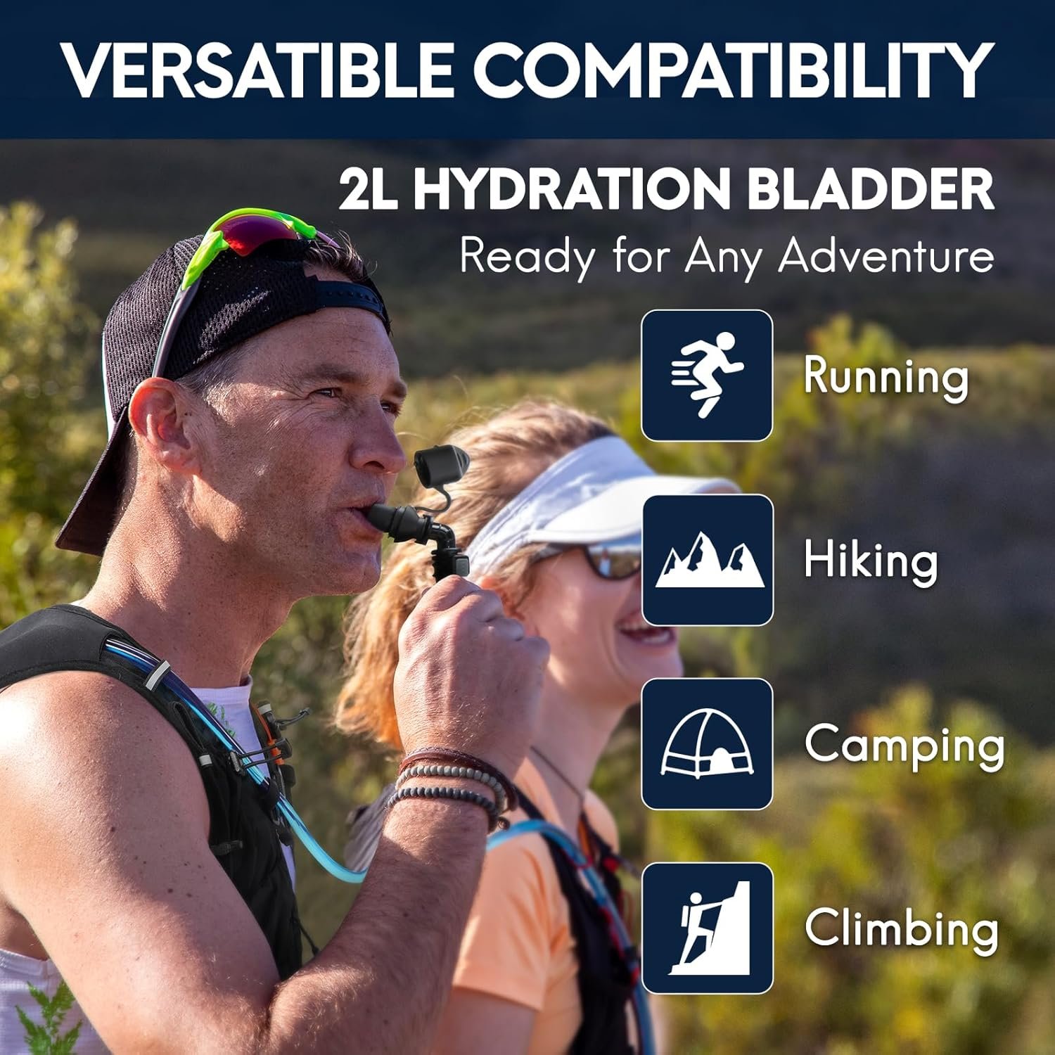 Haimont Hydration Bladder, 2L Water Bladder for Hiking Backpack, TPU Leak-Proof ...