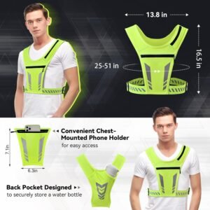 Reflective Vest Chest Phone Holder, Adjustable Hydration Training Workout Gear f...