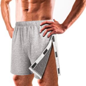 Tear Away Shorts , Cotton Shorts Athletic Post Surgery Recovery Shorts with Pock...