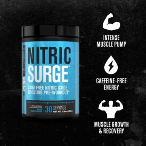 Nitric Surge Stim Free Pre Workout Powder - Caffeine Free Nitric Oxide Supplemen...