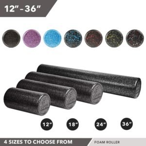 Day 1 Fitness High-Density Round Foam Rollers - 4 Size and 8 Color Options - Mas...