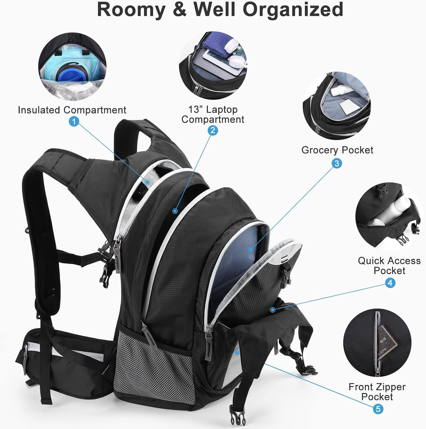 HOMIEE 20L Hydration Backpack 2.5L BPA Free Water Bladder Lightweight Hiking Day...