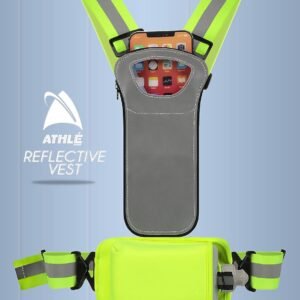 Athlé Reflective Vest with Phone Holder - High Visibility Vest for Safe Running,...