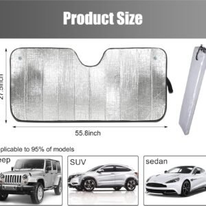 Miytsya 1 PC Car Front Windshield Sunshade, 57.08" x 27.55" Thickened Hollow Bub...