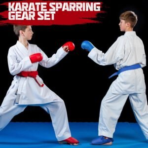 6 Pieces Karate Sparring Gear Set Including Karate Gloves Karate Shin Guards Kar...