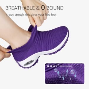 STQ Slip On Breathe Mesh Walking Shoes Women Fashion Sneakers Comfort Wedge Plat...