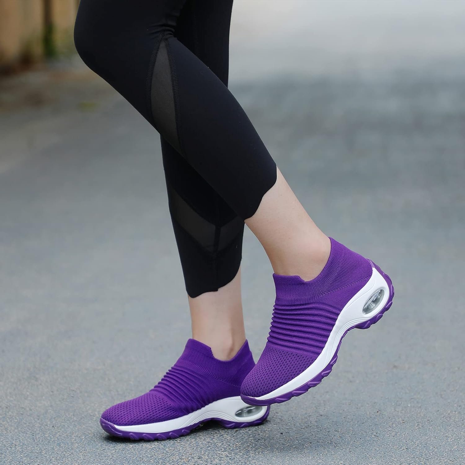 STQ Slip On Breathe Mesh Walking Shoes Women Fashion Sneakers Comfort Wedge Plat...