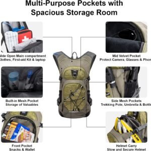 Everfun Hydration Backpack 18L with Water Bladder 2L/3L Hiking Water Backpack Wo...