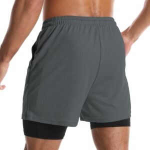 Aolesy Men's Gym Shorts with Liner - 5” Lightweight Running Shorts Mesh Workout ...