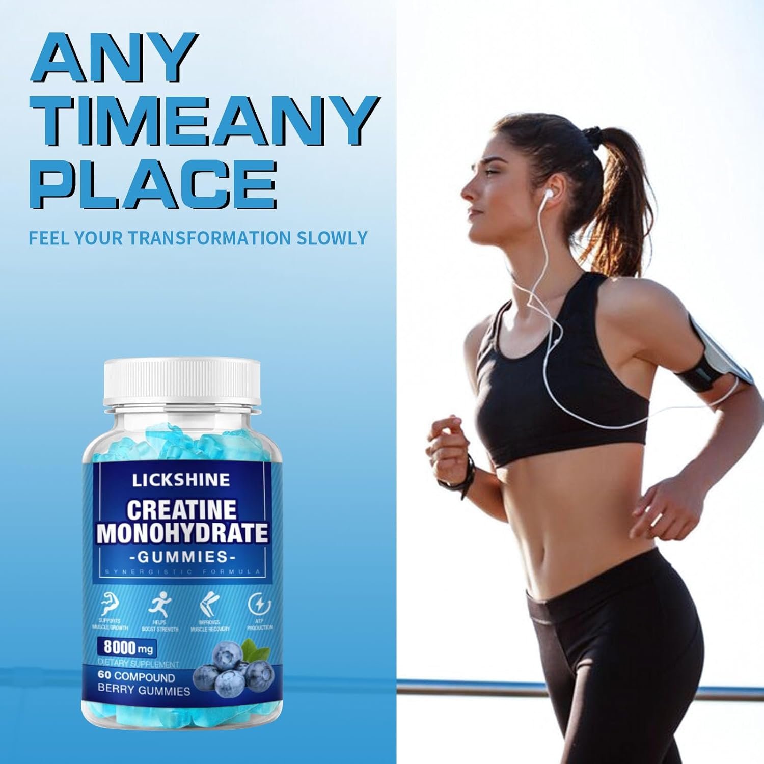 2 Packs 8000Mg Creatine Monohydrate Gummies for Men, Chewable Creatine Monohydra...