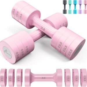 Adjustable Dumbbells Hand Weights Set: Sportneer 5 lb Dumbbells Set of 2 Each 2l...