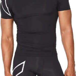 2XU Men's Core Compression T-Shirt - Enhance Performance and Recovery - Black/Si...