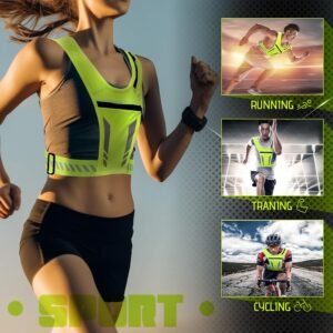 Reflective Vest Chest Phone Holder, Adjustable Hydration Training Workout Gear f...