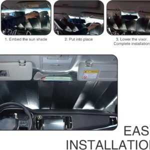 1 PC Car Front Windshield Sunshade, 51.18" x 23.62" Thickened Foldable for Easy ...