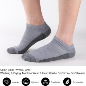 COOVAN Men Athletic Ankle Socks 12 pack Low Cut Short Cushion Casual Sock（12 pai...