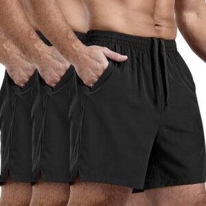 3 Pack Men's Athletic Running Shorts 5 Inch Gym Workout Shorts Quick Dry Active ...