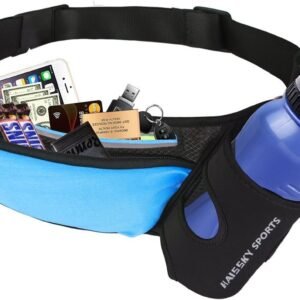 Waist Pack Sports Running Belt Pouch Bag with Water Bottle Holder and 2 Zipped P...