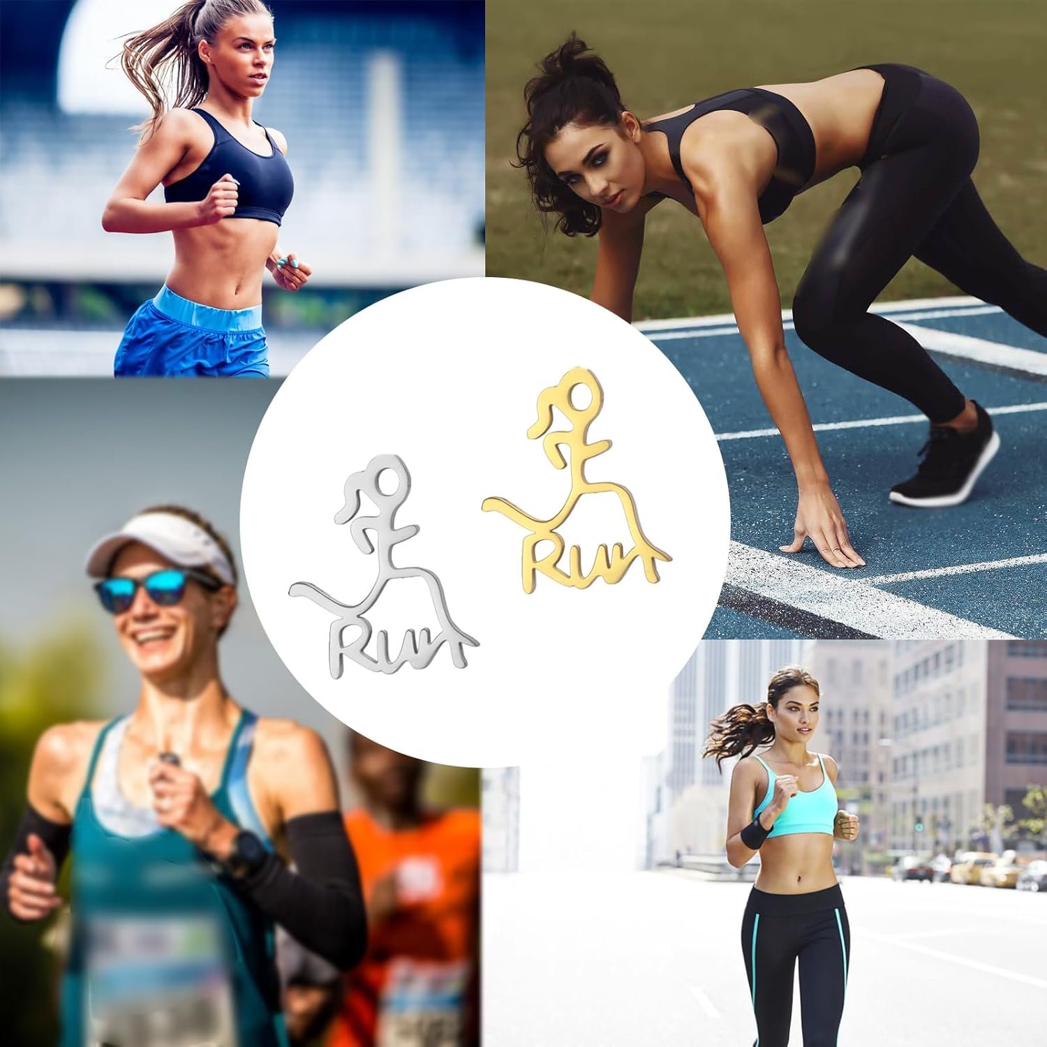 Fashion Runner Dangle Earring Marathon Runner Gifts for Women Stainless Steel Sp...
