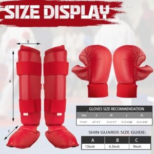 6 Pieces Karate Sparring Gear Set Including Karate Gloves Karate Shin Guards Kar...