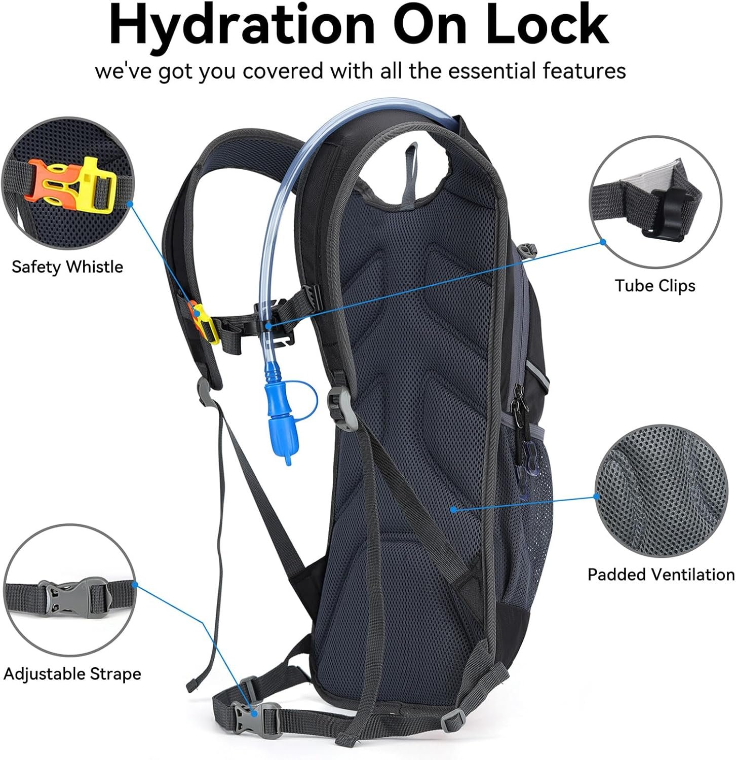 Hydration Pack,Hydration Backpack with 2L Hydration Bladder Lightweight Running ...