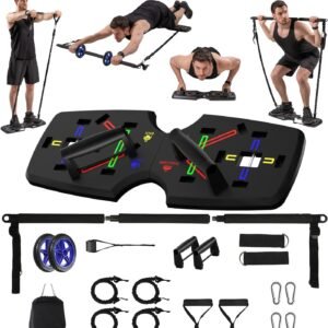 AERLANG Push Up Board, Portable Multi-Function Foldable 10 in 1 Push Up Bar, Pus...