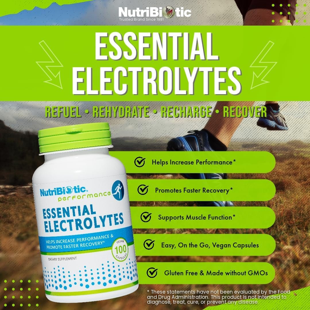 NutriBiotic Essential Electrolytes, 100 Ct Capsules | Supports Increased Perform...