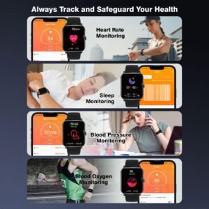 Activity Tracker,Smartwatch with Heart Rate&Blood Press Monitor, 1.85'' Color Sc...
