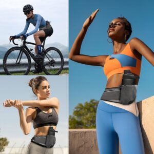 Running Belt with Water Bottle Holder Adjustable Waist Pack Running Hydration Be...