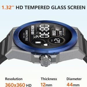 BRIBEJAT Smart Watch for Men Real-time Heart Rate Monitor 44mm Fitness Tracker (...