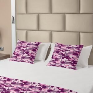 Ambesonne Abstract Bed Runner Set, Army Camouflage Patterns Commando Uniforms Mo...