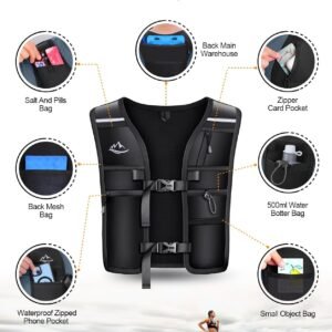 Running Vest for Women Men, Reflective Hydration Vest with Adjustable Waistband ...