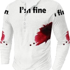 Halloween Shirt I'm Fine Quick Dry Stretchy Loose Fit Plus Size Horror Movie Cos...