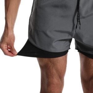 OEBLD Men’s Running Shorts 3 Inch Workout Gym 2-in-1 Pants Athletic Compression ...