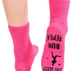 HAPPYPOP Funny Running Socks For Women Runner - Fuzzy Socks, Running Gifts For H...