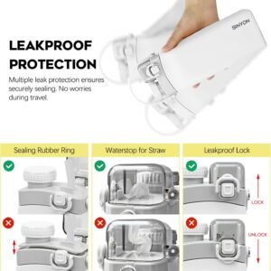 Collapsible Water Bottles, 20oz Silicone Reusable Water Bottle with Straw and St...