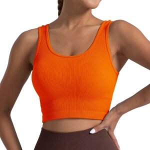 Women's Ribbed Crop Tank Yoga Cropped Top for Workout