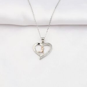 BNQL Women's Stainless Steel Running Necklace, 17+1.97in Chain, Fitness & Love T...