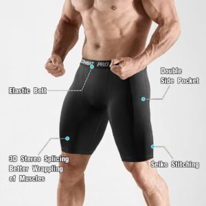 Niksa 2/4 Pack Compression Shorts Men with Pocket, Spandex Running Shorts Sport ...