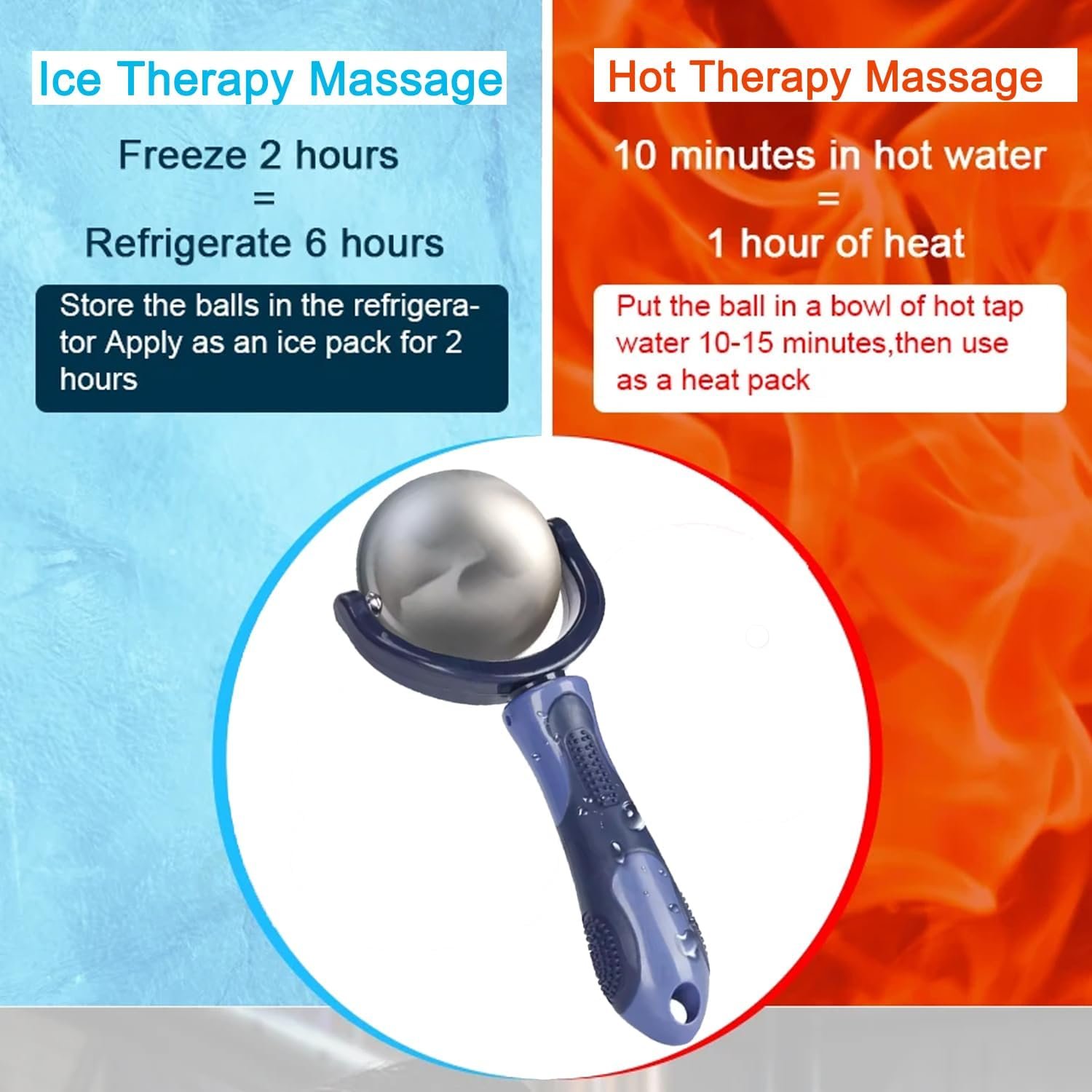 Cryo Roller Ball Cold Massage with Handle, 2.7 Inches Cryosphere Cold Massager I...