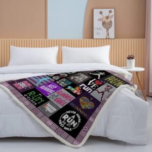BEDMUST Runner Girl Throw Blanket Try to Keep Up Love Running Blanket Custom Cro...