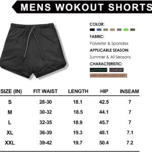 Leidowei Men's 2 in 1 Workout Running Shorts Lightweight Training Yoga Gym 7" Sh...